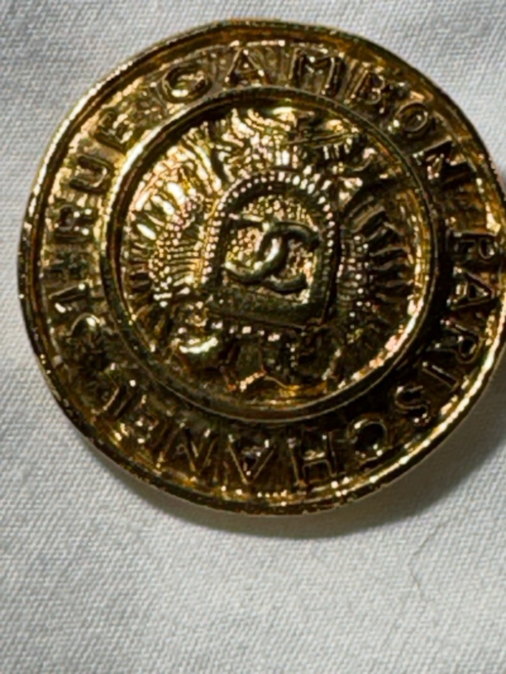 Gold Tone CC Medallion Clip-On Earrings Vintage Textured Coin Style - Picture 3 of 7